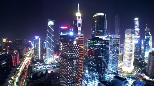 City skyline at night