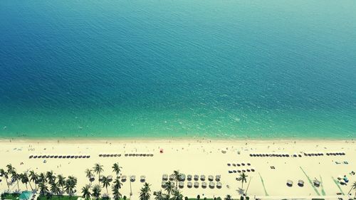 High angle view of people on beach
