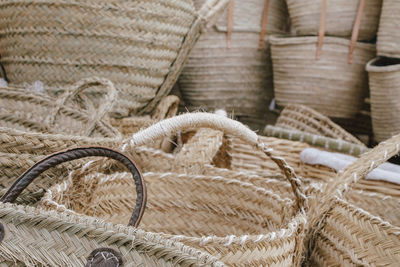 Close-up of wicker basket