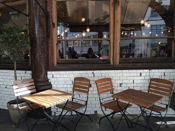 Empty chairs in restaurant