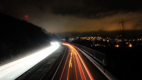 Blurred motion of road at night