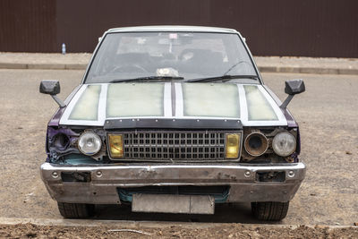 Old vintage car on field