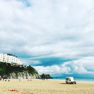 Scenic view of beach against sky