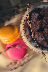 High angle view of cake on table