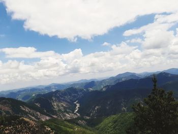 A mountain view in cloudy summer day