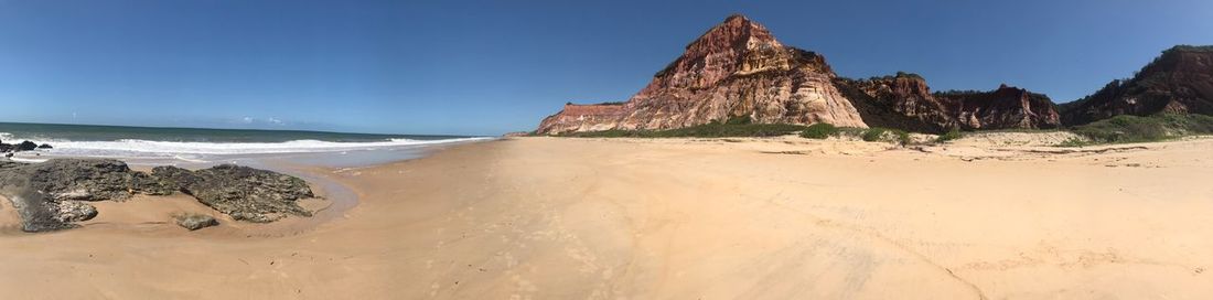 Panoramic view of beach against clear sky