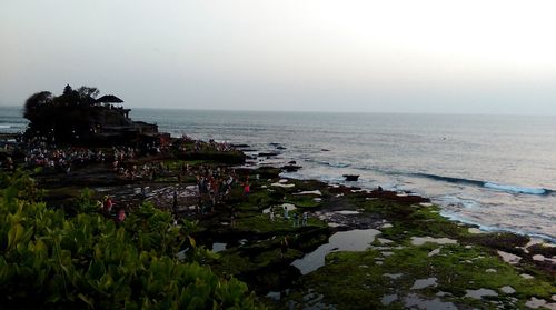 Scenic view of sea against clear sky