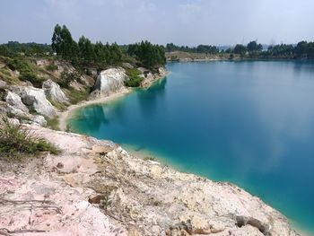 Scenic view of lake against sky