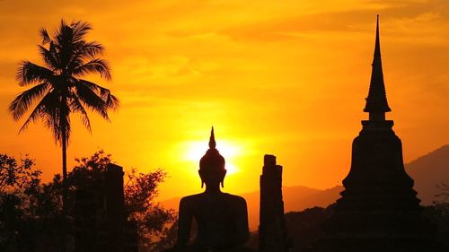 Silhouette of temple during sunset