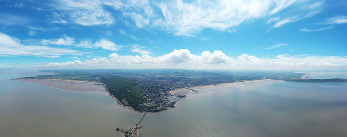 High angle view of sea against sky