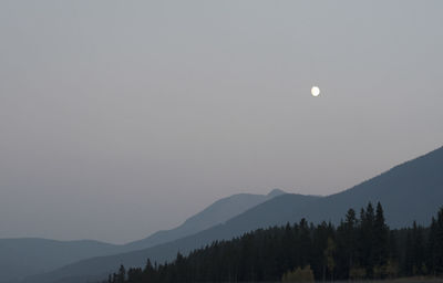 Scenic view of mountains against sky at night