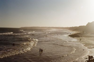 Aerial view of beach during sunset