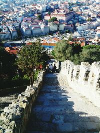 High angle view of town in city