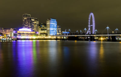 Illuminated city at night