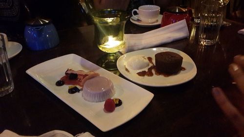 High angle view of tea served on table at restaurant