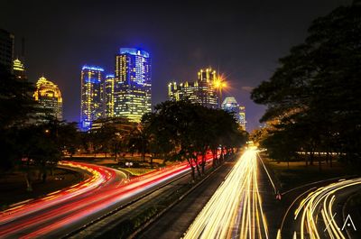 Traffic on road at night