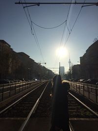 Railroad track at sunset