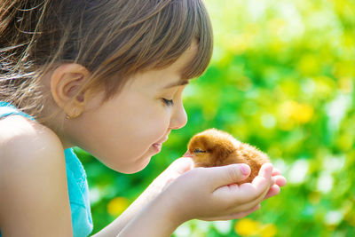 Close-up of cute girl eating food at home