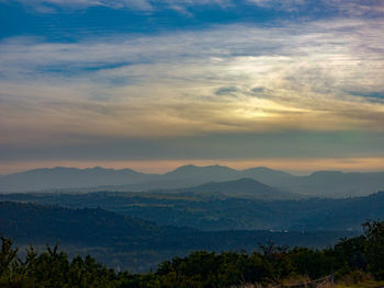 Scenic view of landscape against sky during sunset