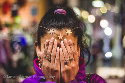 Close-up of woman wearing mask