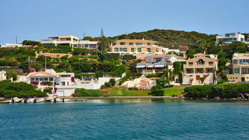 Architecture of houses on the coast of the port of mahon mao in menorca, spain