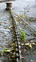 Close-up of railroad track