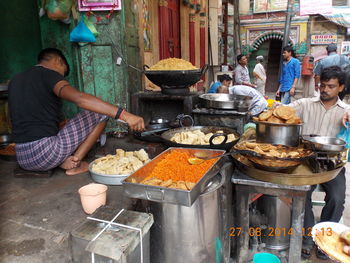 People working at market