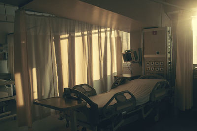 Sunlight falling on bed at home