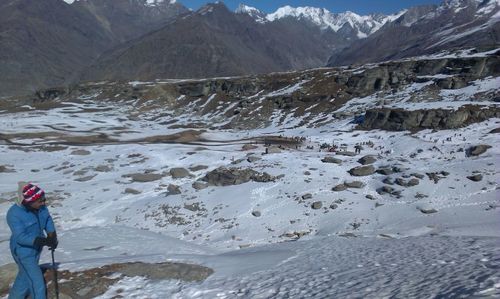 Scenic view of snowcapped mountains