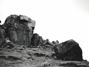 Scenic view of rocky mountains against clear sky