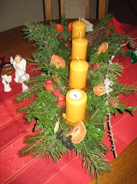 High angle view of christmas tree on table