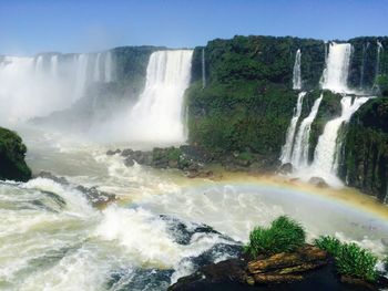 Scenic view of waterfall