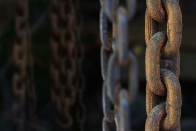 Close-up of rusty chains