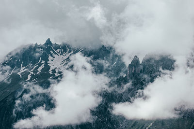 Scenic view of snow covered mountains against sky