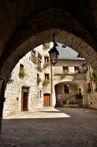 Low angle view of old building in city