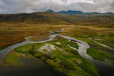 Scenic view of mountains against sky