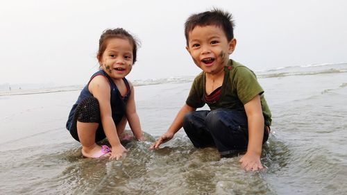 Portrait of happy boy on beach