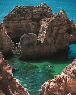 Scenic view of sea and rocks