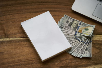 High angle view of pen on table