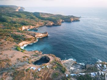 High angle view of sea against sky