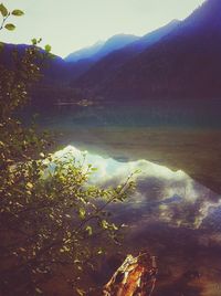 Scenic view of lake and mountains