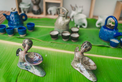 Close-up of figurine on table