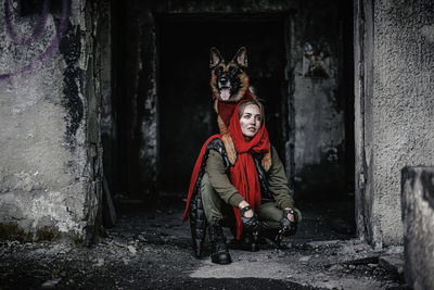 Portrait of woman standing outdoors