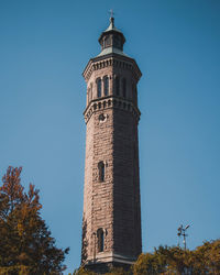 Low angle view of tower against clear sky