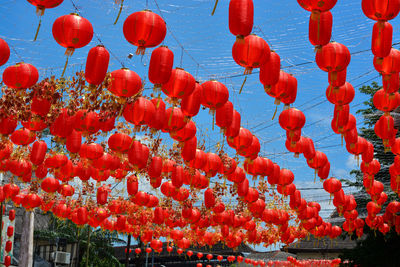 Chinese lanterns hung on the streets of solo, central java during the chinese new year 2020