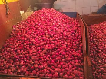 High angle view of fruits for sale in market