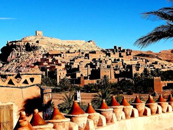 Low angle view of old ruins against clear sky