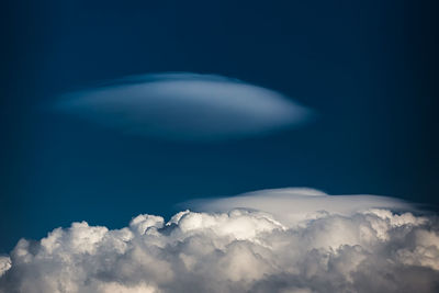 Low angle view of clouds in blue sky