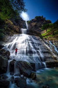 Scenic view of waterfall