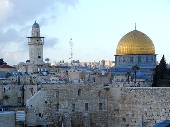 Jerusalem cityscape against cloudy sky